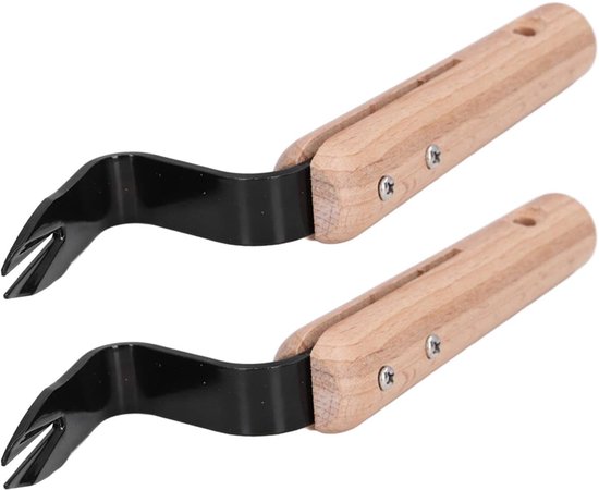 2 Stück Unkrautzange Mit Gegabeltem Kopf Und Holzgriff, Unkrautspaten Zur Gartenarbeit, Unkrautgabel, Trimmwerkzeug, Pflanzgerät