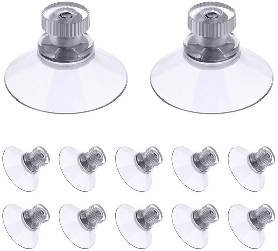 12 Saugnäpfe Mit Gewinde Und Rändelmutter, Pvc Saugnäpfe Ø 30 Mm, Transparente Saugnäpfe Ohne Bohren, Extra Starker Saugnapf Für Fenster, Auto, D