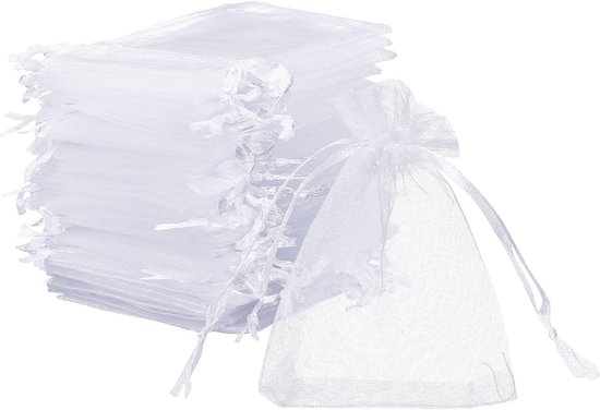 50 Weiße Organzabeutel, Schmuckbeutel, Geschenktüten 7 X 9 Cm