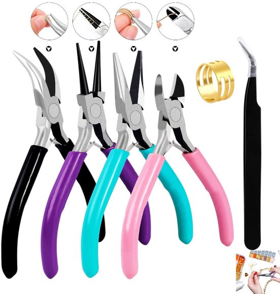 6 Teiliges Schmuckzangen Set (11,4 Cm) Handgefertigtes Schmuckzangen Set Werkzeugset Für Die Schmuckherstellung Enthält Spitzzange, Kettenzange,