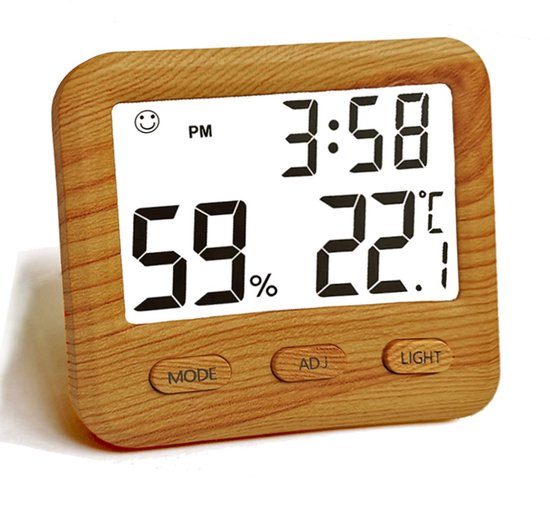 Digitales Hygrometer & Innenthermometer Mit Uhrfunktion, Beleuchtetem Display Für Optimale Ablesbarkeit, Für Schlafzimmer, Büro, Wohnzimmer, Gewä