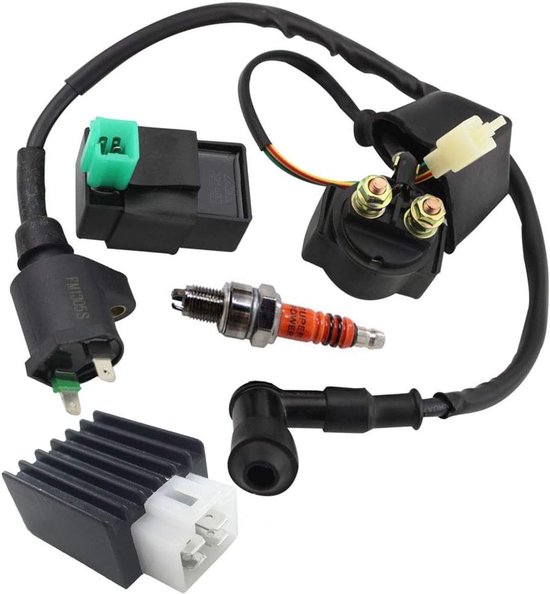 Für Zündspule, Magnetventil, Relais, Spannungsregler, 5 Polige Cdi Box Und Zündkerze Für 50ccm, 70ccm, 90ccm, 110ccm Und 125ccm Atv, Kart, Dirt B