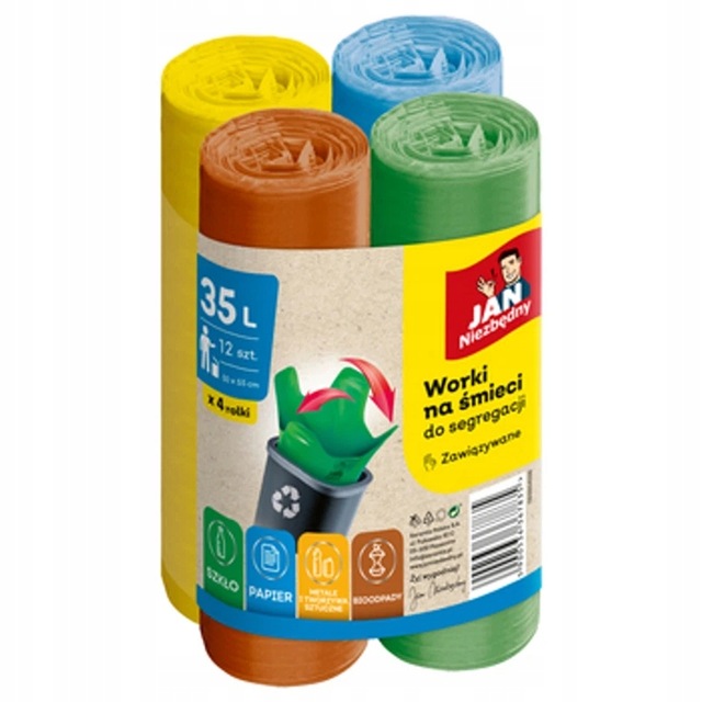 Jan Niezbędny Müllsäcke Zur Mülltrennung, Set Mit 4 Farben, 35 L, 48 Stück
