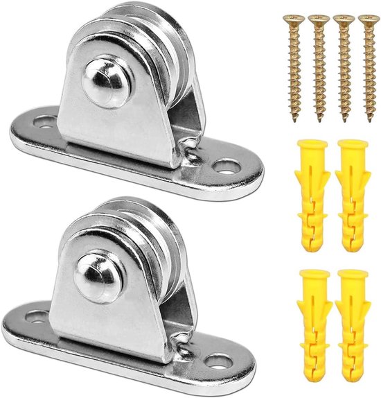 2 Stück Stahlseilrollen Für Seile, Kleine Rolle, Vertikale Edelstahl Seilrollen, Rolle Mit 4 Spreizschrauben, 60 Mm Schwerlasträder, Rolle