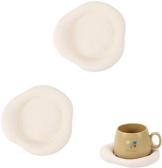 2 Stück Wolkenförmige Silikonuntersetzer Saugfähig Rutschfest Hitzebeständig Tischuntersetzer Für Zuhause, Büro Und Couchtisch (15 Cm, Weiß)