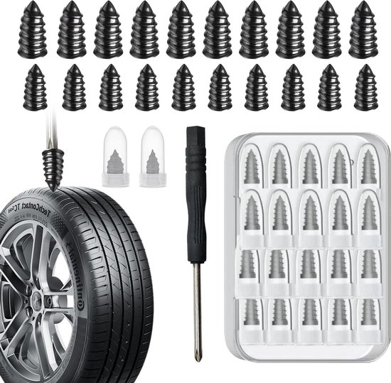 Komplettes Reifenreparaturset Für Auto Und Motorrad, 40 Gummistopfen + Schraubendreher, Inklusive Aufbewahrungsbox, Für Schlauchlose Reifen Und E