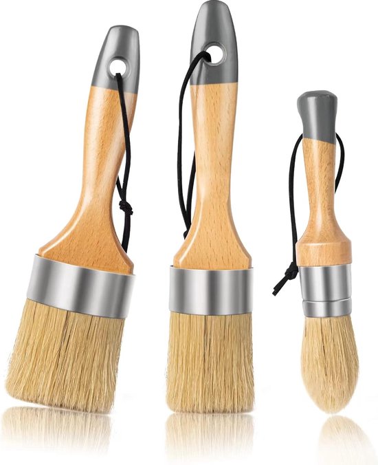 Kreidefarben Und Wachspinselset, 3 Teilig, Zum Streichen Oder Wachsen Von Möbeln Oder Anderen Projekten, Naturborsten Sorgen Für Einen Gleichmäßi