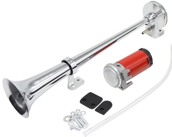 Für 12v Drucklufthörner Mit Einem Einzelnen Trompetenhorn Inklusive Hochwertigem Silbernen Alarmrelais, Chrom Und Kompressor, Super Laut Mit 150