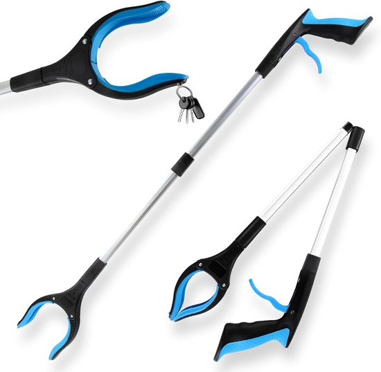 1 Stück 83 Cm Teleskopzange Mit 360° Drehbarem Kopf, Ergonomischem Griff Und Magnetischen Spitzen Zur Abfallsammlung (blau)