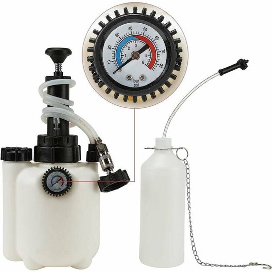 Für 3 Liter Bremsenentlüftungsgeräte, Bremsflüssigkeitsentlüftungsgeräte Mit E20 Adapter, 10 30 Psi Arbeitsdruck, Bremsenentlüftungsgerät