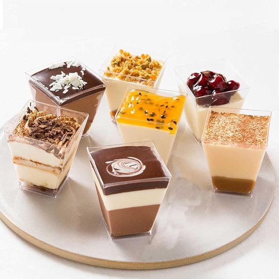 50 Dessertbecher 160 Ml 7,6 × 5,8 Cm Wiederverwendbar Für Eiscreme, Mousse, Den Privaten Gebrauch Und Bäckereien Transparent
