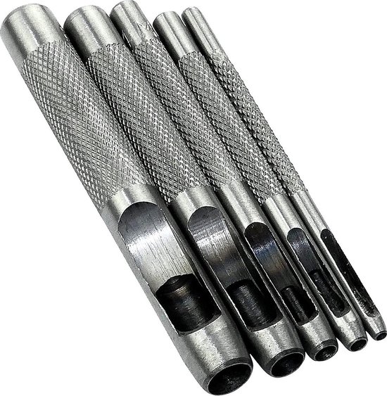 5 Teiliges Set Gürtellochzange 5 Größen Lochzange Lederbearbeitungswerkzeug Ösenzange Silber 2/3/4/6/8 Mm