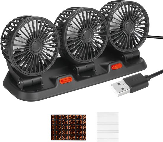 Usb Autolüfter, Dreiflammig, Für Die Rückbank, Usb Anschluss, 360° Drehbar, 12 V, Für Lkw Und Transporter, 22 × 11 × 16 Cm