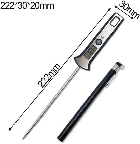 Digitales Einstichthermometer Für Lebensmittel, Öl Und Wasser, Mit Hochauflösendem Lcd Display Und Schneller Anzeige, Zum Kochen, Backen, Grillen