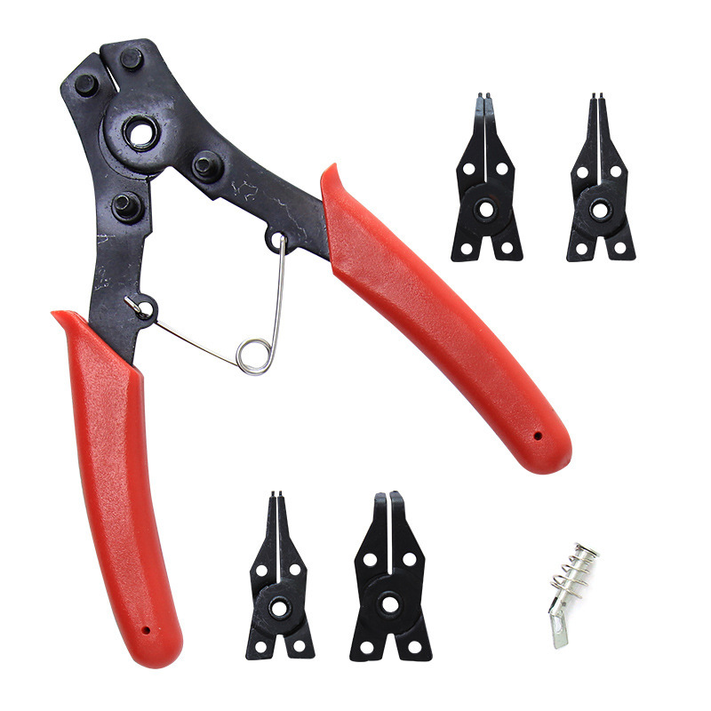 4-in-1-sicherungsringzange, Innen- Und Außensicherungsringzange Mit 4 Austauschbaren Backen Zum Ein- Und Ausbau Von Sicherungsringen, 12,7 Cm, Rot
