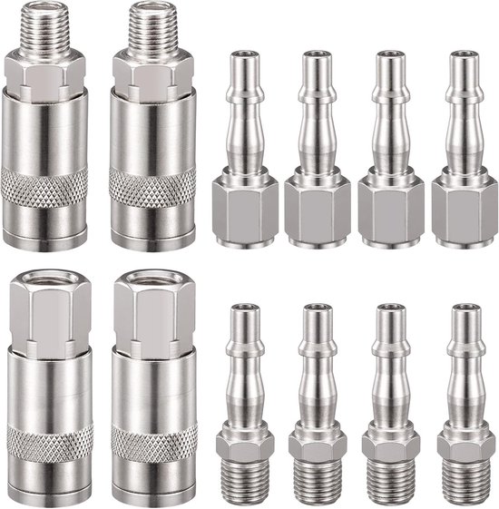 Schnellkupplung Für Druckluft, 1,4 Zoll Bsp Luftschlauch, Kompressoradapter, Pneumatische Kupplung, Stecker/buchse, 12 Stück
