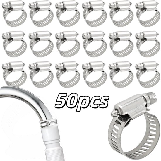 50 Stück Kraftstoffschlauchschellen Verstellbar, Edelstahl Rohrverbinder Rohrverbinder 16 Bis 25 Mm × 8 Mm Zum Abdichten Und Befestigen Von Wasse