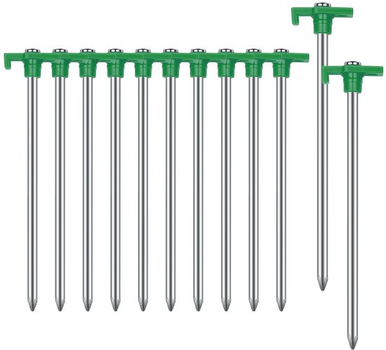 12 Robuste Zeltnägel, 18 Cm Lange, Rostfreie Metall Heringe, Für Camping, Garten Und Wandern.