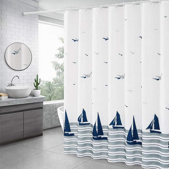 Duschvorhang Mit Kunststoffhaken, 100 % Polyester, Wasserdicht Und Schimmelresistent, Badezimmervorhang, 180 X 180 Cm (71" X 71")