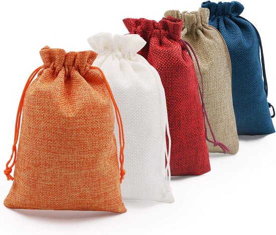 Leinen Geschenktüten 20 Stück 12,5 X 18 Cm Schmuckbeutel Mit Kordelzug In Verschiedenen Farben Wiederverwendbare Leinen Geschenktüten Für Hochzei