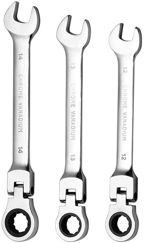 3 Teiliger Ratschenschlüssel Mit Flexiblem Kopf, Multifunktions Ratschenschlüssel, Handwerkzeug Ratschenschlüssel Set 12 Mm, 13 Mm, 14 Mm