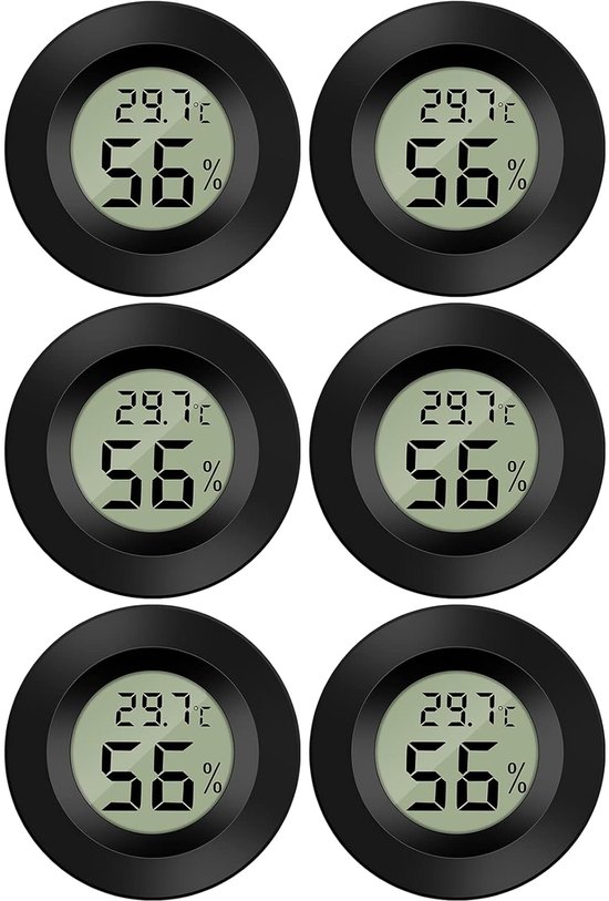 6 Stück Mini Lcd Digitalthermometer, Temperatur /feuchtigkeitsmessgerät, Hygrometer