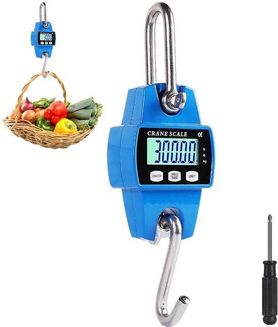 Digitale Hängewaage Elektronisches Wiegegerät Gepäckwaage Hochpräziser Sensor 300 Kg Tragkraft Blau