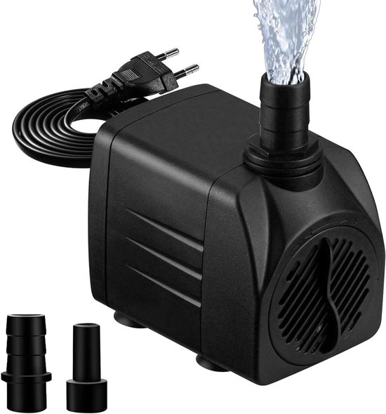 Wasserpumpe Tauchpumpe Für Springbrunnen Teichwasserzirkulation Einstellbarer Wasserdruck 600 L/h Schwarz
