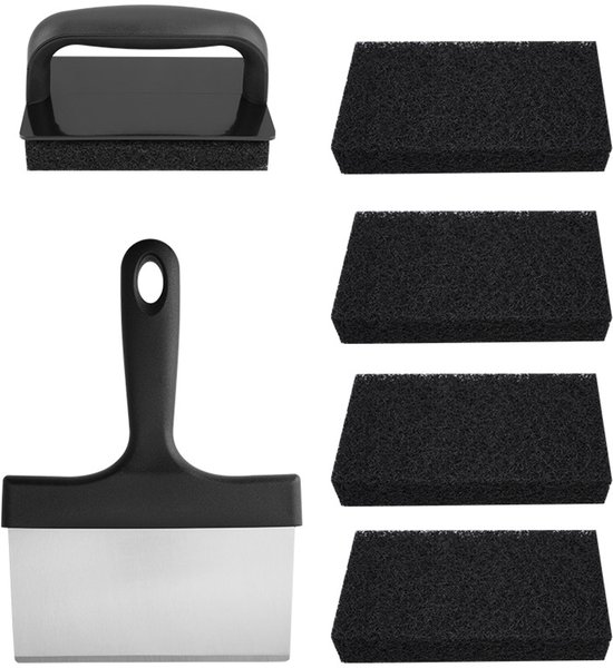 Grillplatten Reinigungsset Professionelles Reinigungsset Für Flache Grills Mit Robustem Schaber, Grillsteinen, Scheuerschwämmen Und Ergonomischen