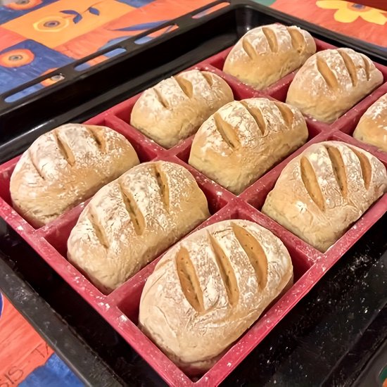 Set Mit 1 Mini Antihaft Silikon Brotform Mit 9 Mulden, Für Maisbrot, Brownies, Käsekuchen, Schokolade, Brötchen, Ofenfest, Wiederverwendbar (rot)
