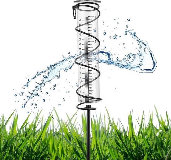Regenmesser 17 Cm, Frostbeständig, Aus Glas, Mit Metallstopper Und Erdspieß, Dekorativ Für Terrasse, Garten Und Landschaft