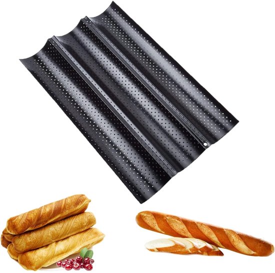 Baguetteform Brotbackform Für 3 Baguettes Antihaftbeschichtung Zum Backen Von Perfektem Brot Zu Hause Schwarz