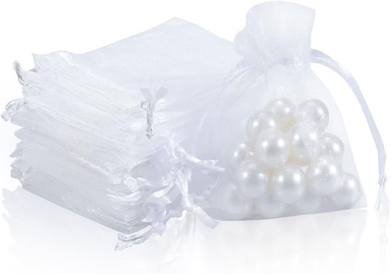 50 Organza Geschenktüten, 7 × 9 Cm Weiße Organza Geschenktüte