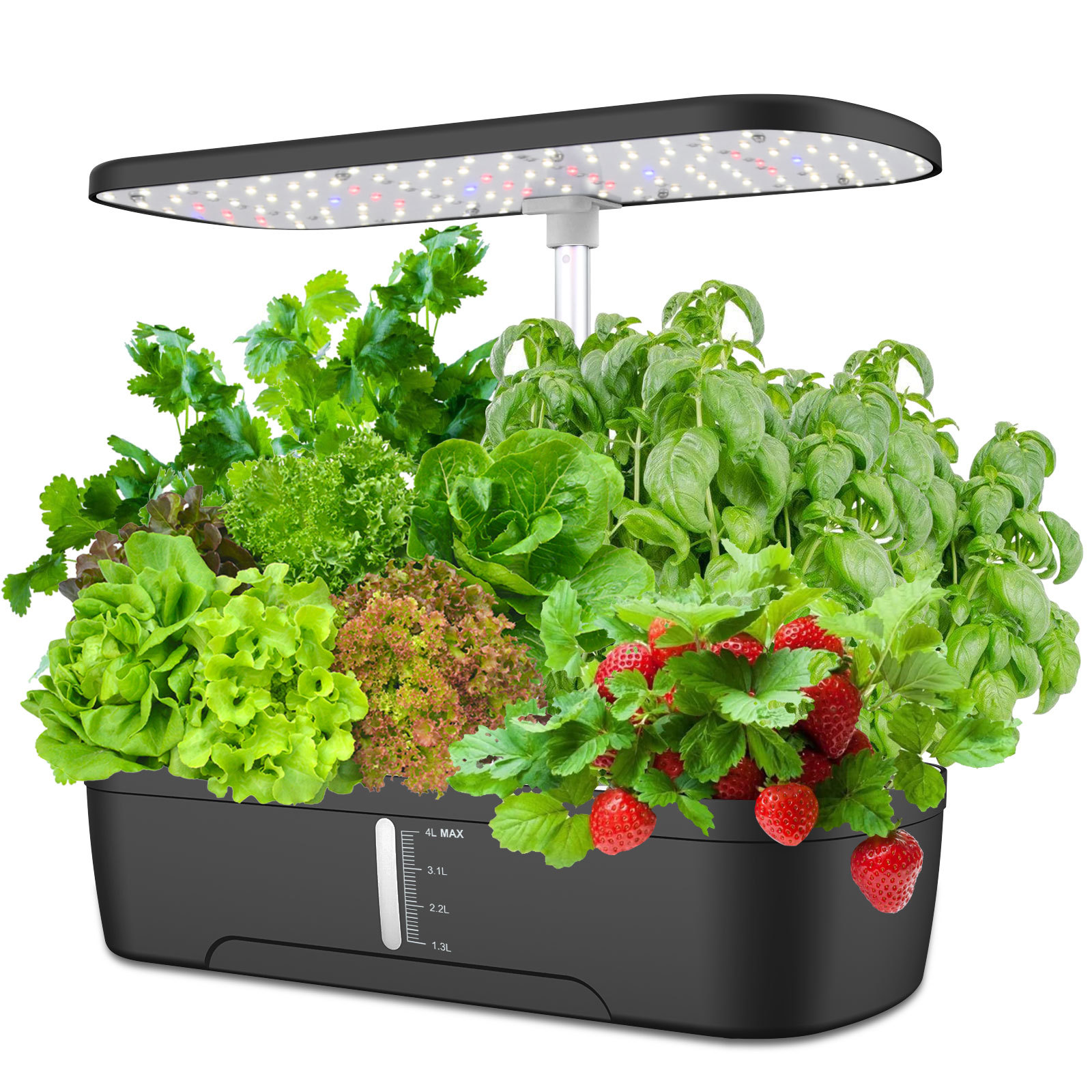 Pflanzenlampe Für Hydrokultursysteme Mit 12 Löchern, Substratfreier Anbau, 20 W, Schwarz