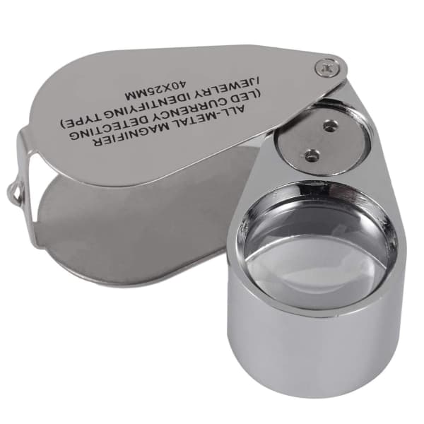 Juwelierlupe 40-fache Vergrößerung, Faltbare Metalllupe Mit Led &