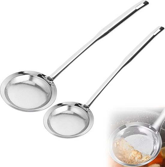 2 Teiliges Siebset Öl Und Fettlöffel Küchensieb Küchenutensilien Kochsieb Mini Siebe Küchensiebe Aus Edelstahl Küchenbedarf Zum Braten, Kochen Un