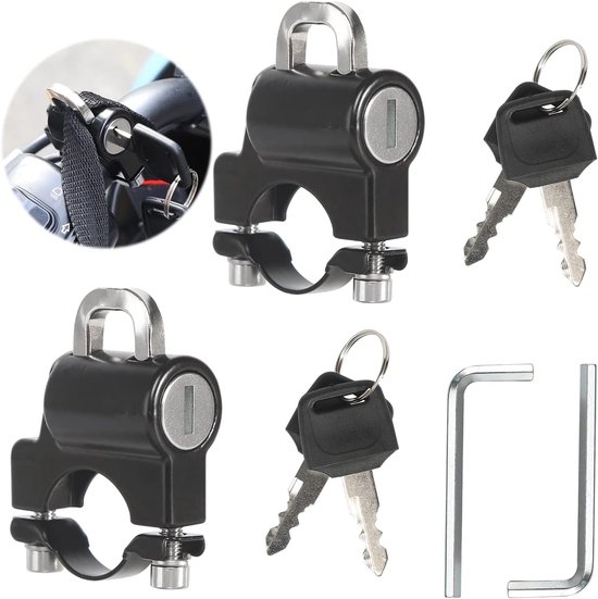 2 Sets Diebstahlsicherung Für Motorradhelme Aluminiumlegierung Universelles Helmschloss Mit 4 Schlüsseln, 4 Ringen Und 4 Schrauben