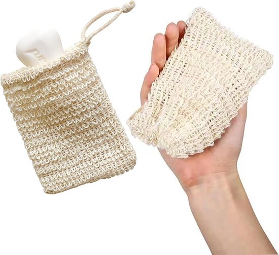 Set Mit 2 Sisalseifenbeuteln, Seifengaze, Stabiler Seifenbeutel, Seifenbeutel, Seifentransportbeutel 14 Cm X 10 Cm