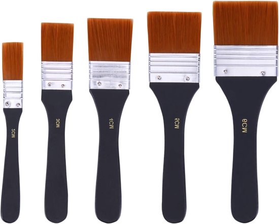 Professionelles Set Mit 5 Pinseln Für Aquarell , Acryl Und Ölfarben Für Mal Und Kunstprojekte