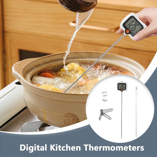 Digitales Lebensmittelthermometer Temperaturmessgerät Mit Drehbarem Sieb Und Sonde, Topfclip, Präziser Temperaturmonitor Für Die Küche Backen, Br