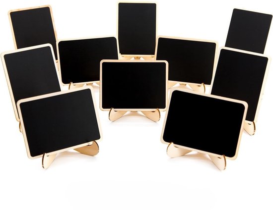 10er Pack Mini Tafeln Mit Staffelei, Kleine Rechteckige Tafeln, Kreidetafel, Tischkarten Aus Holz Für Hochzeiten, Geburtstagsfeiern, Schilder Und