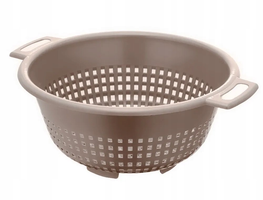 Rundes Kunststoffsieb Mit Griffen, Beige, 24 Cm