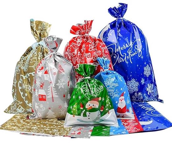 Weihnachtsverpackung Partytüten Weihnachtstüten Zellophantüten Weihnachtstütenverpackung Geschenke Weihnachtsgeschenktüten Verschiedene Größen 20