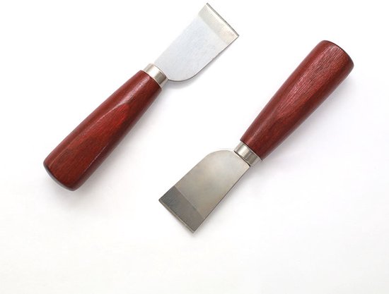 Set Aus 2 Lederschneidemessern, Lederbearbeitungsmessern, Bastelwerkzeugen, Fasenmesser Mit Holzgriff, Scharfen Messern Für Die Lederbearbeitung,