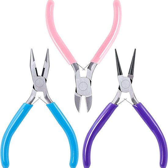 Schmuckzangen Set Schmuckwerkzeug Schmuckreparaturwerkzeug Spitzzange, Flachzange, Rundzange 3er Pack Für Die Schmuckherstellung Und Reparatur, D