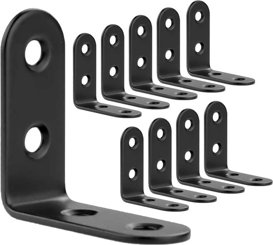 50 Schwarze Winkelverbinder 40x40mm Edelstahl, 90 Grad Verstärkungsquadrat Für Möbel Und Schränke
