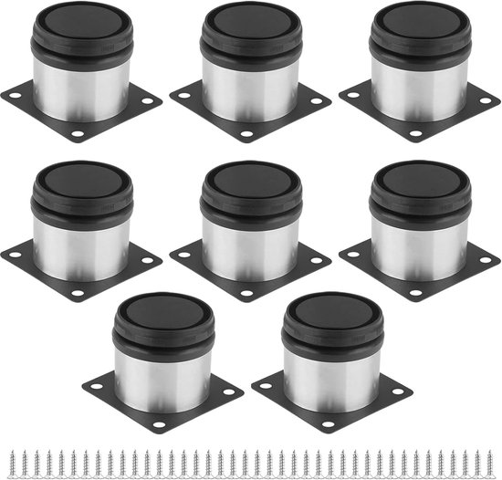 8 Verstellbare Möbelfüße 50x50mm Aus Edelstahl Für Tisch, Schrank Und Schreibtisch