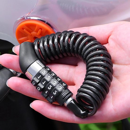 Motorradschloss Mit Helmsicherung Einziehbares Kabel 150 Cm Schwarz