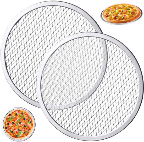 2 Teiliger Pizzarost Lochblech Pizzagrill Pizzabackrost Aus Aluminium Pizzaform Rundes Pizzablech Für Frische Und Gefrorene Pizza, Zum Backen Von