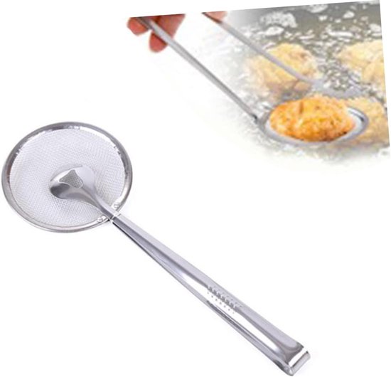 2 Edelstahl Filterlöffel Mit Clip, Sieb/sieb Zum Braten Über Der Spüle, Zur Zubereitung Von Frittierten Speisen.